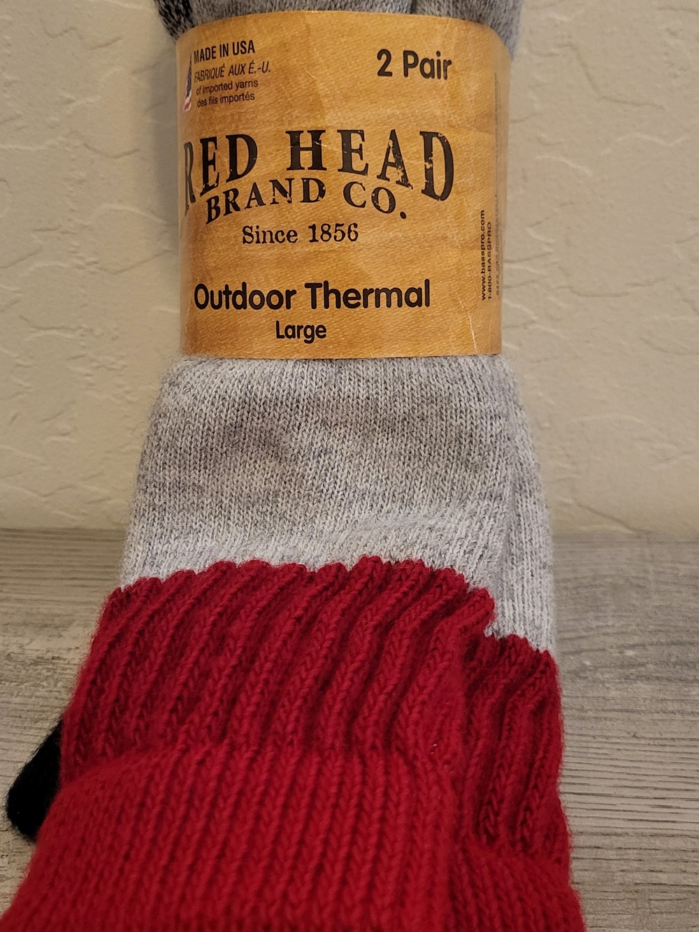 Red Head Outdoor Thermal Socks - Grey and Red (Large)